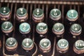 Angled shot of keys on an antique typewriter. Royalty Free Stock Photo