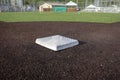 Angled view of a baseball field on a bright, sunny day Royalty Free Stock Photo