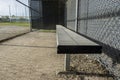 Angled view of the dugout on a baseball field, without any people around Royalty Free Stock Photo