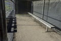 Angled view of the dugout on a baseball field, without any people around Royalty Free Stock Photo