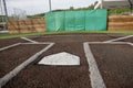 Angled view of a large, empty baseball field on a bright, sunny day Royalty Free Stock Photo