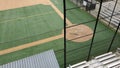 Angled view of a large, empty baseball field on an overcast day Royalty Free Stock Photo