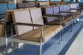 Angled view of padded bench seating inside of a Washington State Ferry bound for Friday Harbor Royalty Free Stock Photo