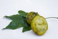 Angled View Of White Sapote And Leaves