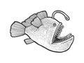 Angler deep sea fish with light sketch vector