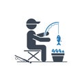 Angler with fish bucket icon Royalty Free Stock Photo