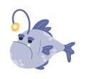 Angler fish monkfish underwater character Royalty Free Stock Photo