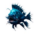 Angler fish on a white background isolate. realistic illustration art. Royalty Free Stock Photo