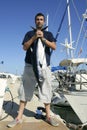 Angler fishing big game tuna on Mediterranean