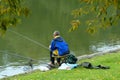 Angler fishing in park