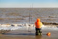 Angler Fishing in the Sea in Penarth in Winter