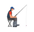 Angler with Fishing Tackle Waiting for Fish Poster