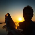 Angler holds the fish Royalty Free Stock Photo