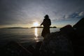 An angler and the Japanese sea Royalty Free Stock Photo