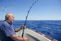 Angler senior big game sport fishing boat Royalty Free Stock Photo