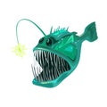 Anglerfish is bony predatory fish. Marine animal, creature, beast, monster.