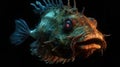 Anglerfish or Frogfish deep sea monster neon glowing. Generative ai Royalty Free Stock Photo