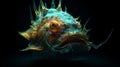 Anglerfish or Frogfish deep sea monster neon glowing. Generative ai Royalty Free Stock Photo