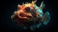 Anglerfish or Frogfish deep sea monster neon glowing. Generative ai Royalty Free Stock Photo