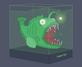 Anglerfish Shines with its Fishing Rod in the Aquarium clipart vector illustration