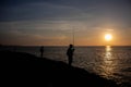 anglers sunset in cartagena of indias colombia Royalty Free Stock Photo