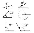 Angles of different sizes. Angles Icons Set. Isolated math sign