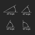 Angles icons chalk set on white background. Vector