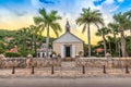 Anglican church in Gustavia, Saint Barthelemy at sunset. Royalty Free Stock Photo