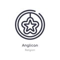 anglican outline icon. isolated line vector illustration from religion collection. editable thin stroke anglican icon on white