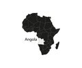 Angola on africa map vector. Vector illustration. Royalty Free Stock Photo