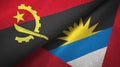 Angola and Antigua and Barbuda two flags textile cloth, fabric texture