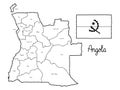 Angola Country Map Flag Vector Illustration Hand Drawn Cartoon Art