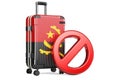 Angola Entry Ban. Suitcase with Angolan flag and prohibition sign. 3D rendering Royalty Free Stock Photo