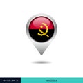 Angola flag map pin vector design template. Royalty Free Stock Photo