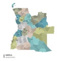 Angola higt detailed map with subdivisions