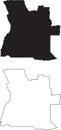 Angola Map. Black silhouette country map isolated on white background. Black outline on white background. Vector based Royalty Free Stock Photo