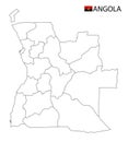 Angola map, black and white detailed outline regions of the country
