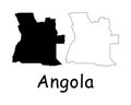 Angola Country Map. Black silhouette and outline isolated on white background. EPS Vector