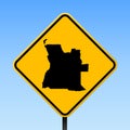 Angola map on road sign. Royalty Free Stock Photo