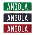 Angola road sign set isolated on white background.