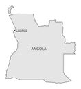 Angola silhouette map with Luanda capital