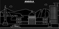 Angola silhouette skyline. Angola vector city, angolan linear architecture, buildingline travel illustration