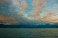 Angra dos Reis, Brazil, Ilha Grande: Beautiful scenery with ships overlooking the sea and mountains at sunset