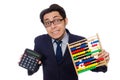 The angry accountant with abacus isolated on white Royalty Free Stock Photo