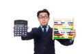 The angry accountant with abacus isolated on white Royalty Free Stock Photo
