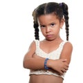 Angry african american small girl isolated on white Royalty Free Stock Photo