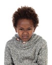 Angry african child with wool jersey Royalty Free Stock Photo