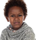 Angry african child with wool jersey