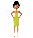 Angry African young woman. Angry South African or African American woman teacher. Unhappy woman.Vector - isolated.