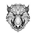 Angry, aggressive wild boar/aper- black and white vector logo is